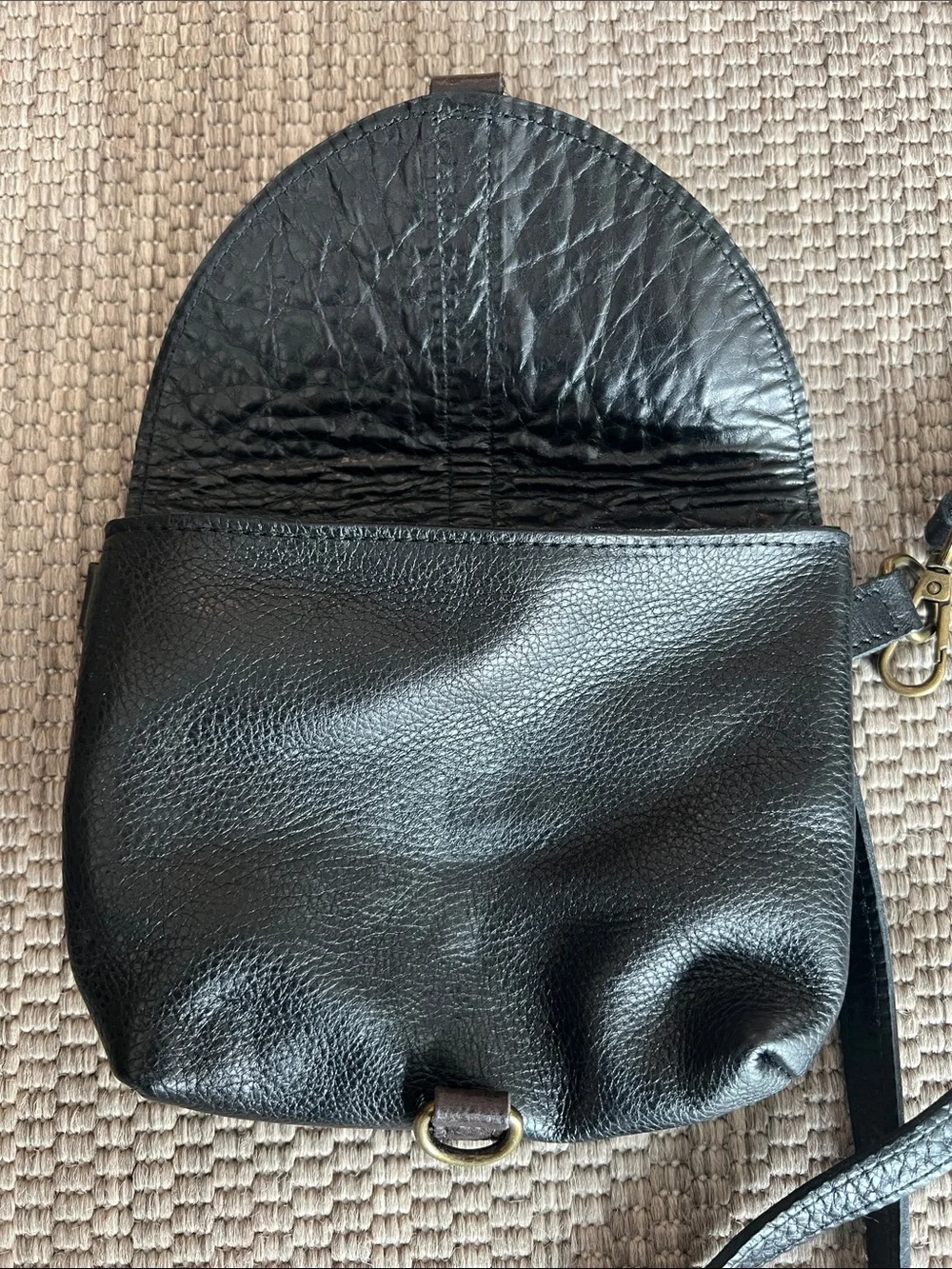 SUNDANCE Vera Pelle Genuine Leather Black Small Crossbody Bag